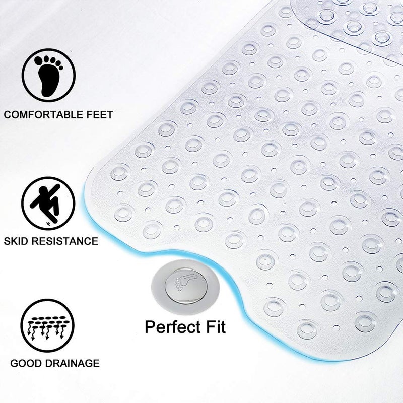 TreeBud Tree Bud Bathtub Mats for Shower Tub Non-Slip Bath Mat 39 x 16 Inch Extra Long Shower Mat, Bath Tub Mat for Bathroom with Machine Washable, BPA Free for Kids (Clear) - Image 5